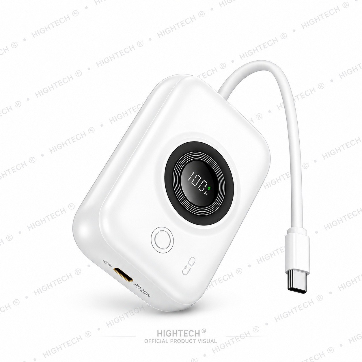 BJ68 BOROFONE 10000mAh Palm Size Power Bank, PD 20W + QC3.0, with Built-in USB-C Cable